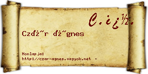 Czár Ágnes névjegykártya